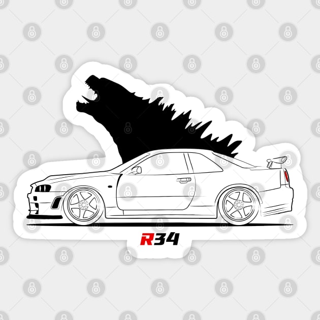 Skyline JDM R 34 Sticker by GoldenTuners